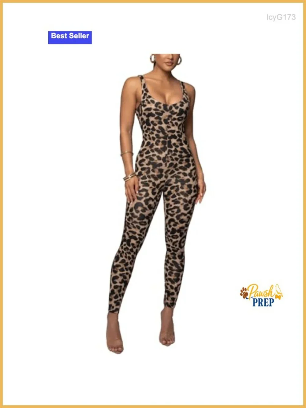 Elegant Leopard Print One Piece Jumpsuit for Women Bodycon Romper Sexy Club